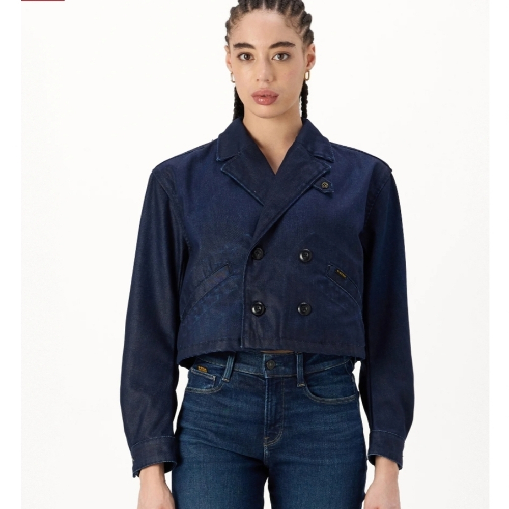 G-Star Raw Cropped Double-breasted Peacoat Jacket NWT